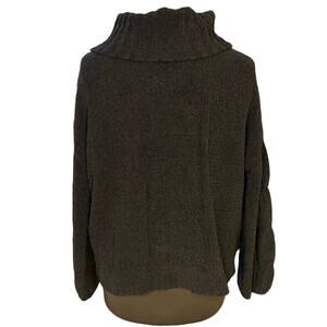 Seven7 Black Chunky Thick Knit Oversized Boxy Turtleneck Sweater Size L